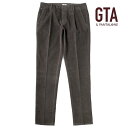 【50 OFF】GTA / ジーティーアー｜製品染めコットンストレッチ細畝コーデュロイ1プリーツパンツ(NIKKO 01)｜（ダークブラウン）｜ 秋冬 ボトムス スラックス コーデュロイパンツ 無地 メンズ イタリア アウトレット