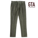 【50 OFF】GTA / ジーティーアー｜製品染めコットンストレッチ細畝コーデュロイ1プリーツパンツ(NIKKO 01)｜（オリーブ）｜ 秋冬 ボトムス スラックス コーデュロイパンツ 無地 メンズ イタリア アウトレット