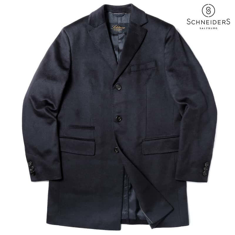 【50 OFF】SCHNEIDERS / シュナイダー｜COLOMBO社製ピュアカシミヤ3Bチェスターコート(KEITH)｜（ネイビー）｜ 秋冬 カシミヤコート アウター ビジネス メンズ オーストリア アウトレット