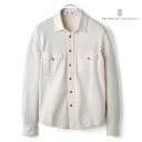 BRUNELLO CUCINELLI / ブルネロクチネリ｜ウールカシミヤシルクハイゲージウエスタンニットシャツ(M3600276)｜（オフホワイト）｜ 秋冬 長袖シャツ ニットシャツ ウエスタンシャツ ヴァージンウール カシミア シルク メンズ イタリア アウトレット