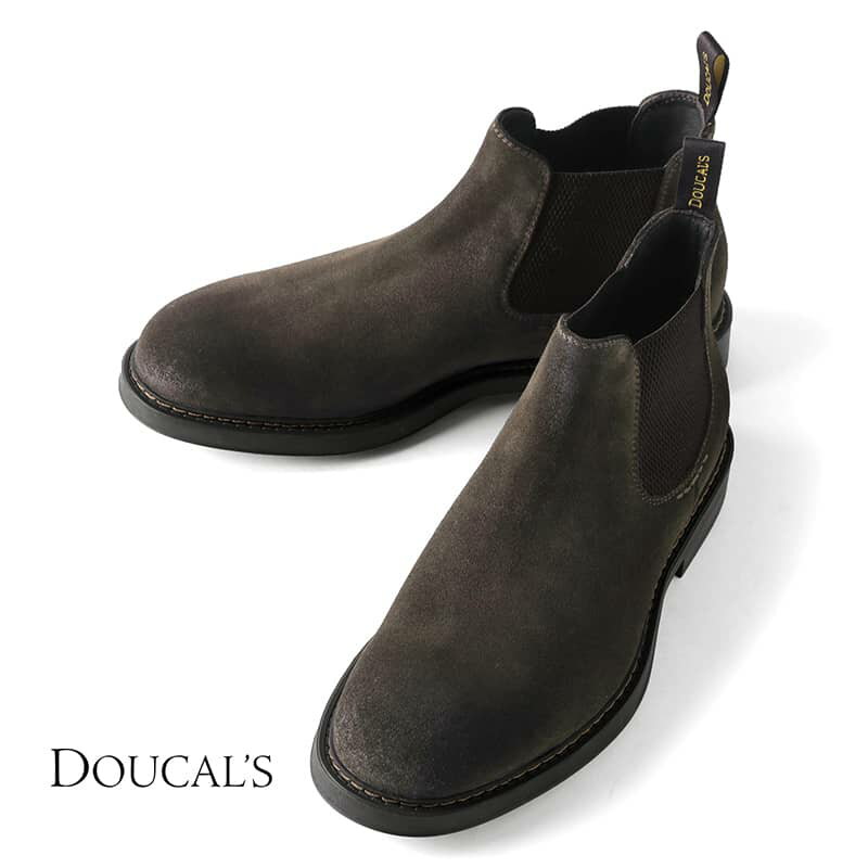 DOUCAL’S / デュカルス｜スエードレザーサイドゴアブーツ(DU1384BRUGUF011TM00)｜（ダークブラウン）｜ デューカルス レザーシューズ 靴 牛革 カーフ スウェードレザー ダイナイトソール メンズ イタリア アウトレット