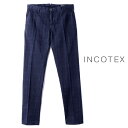 インコテックス INCOTEX SLACKS / インコテックス スラックス｜製品染めコットンストレッチチェック柄スリムパンツ(100型/SLIM FIT)｜（ネイビー×ブルー）｜ 秋冬 ボトムス スラックス チノパン コットンパンツ メンズ イタリア アウトレット