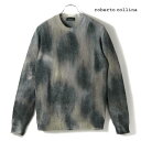 roberto collina / ロベルトコリーナ|タイダイ染めスーパーキッドモヘア混リブ編みミドルゲージクルーネックニット(RM54001)|(グレー基調)...