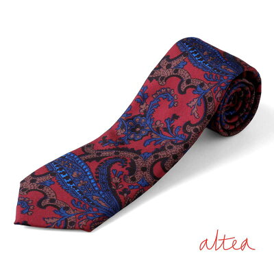【50%OFF】altea / アルテア|ペイズリー柄プリントウールシルクツイルネクタイ(2129000)|(レッド基調)| 【ネコポス対応】/秋冬 ネクタイ ウール シルク トレピエゲ メンズ イタリア アウトレット