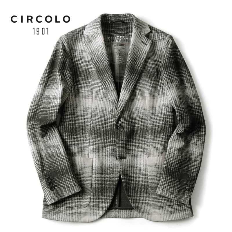 CIRCOLO1901 / チルコロ1901｜コットンストレッチカシミヤタッチチェック柄プリントジャ