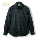 【50%OFF】Giannetto / ジャンネット|ゼブラ柄微起毛コットンツイルホリゾンタルカラーシャツ(A6040L/88/03)|(ボトルグリーン×ブラック)| 秋冬 長袖シャツ カジュアルシャツ カッタウェイカラーシャツ 製品洗い メンズ イタリア アウトレット(4)