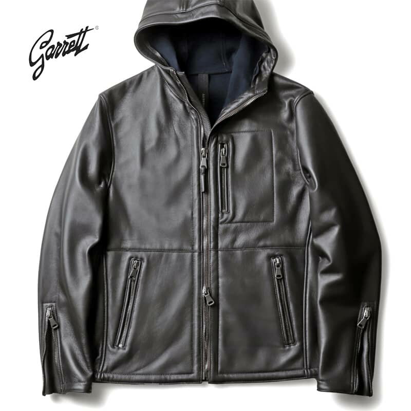GARRETT / ギャレット|フリース裏地付きラムナッパレザージップパーカー(1601 NAPPA ACCOPPIATA)|(ダークブラウン)| 秋冬 ガレット レザージャケット 革ジャン フーデッドブルゾン フーディー 本革 羊革 メンズ イタリア アウトレット