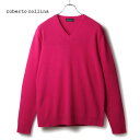 roberto collina / ロベルトコリーナ|ウールカシミヤミドルゲージVネックソリッドニット(RP37002)|(ローズレッド)| 秋冬 セーター カ...