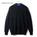 roberto collina / ロベルトコリーナ|ウールカシミヤリブ編みミドルゲージハーフボタンニット(RP37343)|(ネイビー×ブルー)| 秋冬 セー...