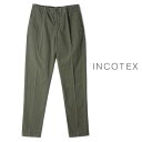 インコテックス INCOTEX SLACKS / インコテックス スラックス｜製品染めコットンストレッチギャバジンチェック柄ウエストシャーリングスリムパンツ(166型/SLIM FIT)｜（オリーブ）｜ 春夏 ボトムス チノパン イージーパンツ ドローコードパンツ メンズ イタリア アウトレット