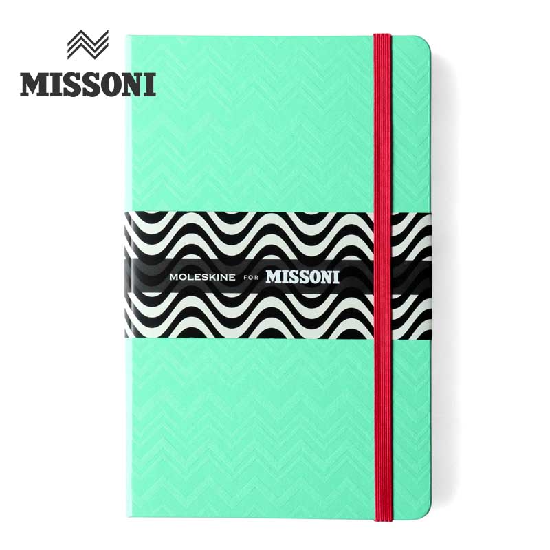 【50%OFF】MISSONI / ミッソーニ|ジグザグ柄エンボス加工ノートブック(MOLESKINE FOR MISSONI)|(ミントグリーン)| 【ネコポ...