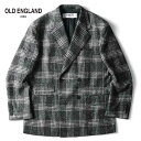 【40%OFF】OLD ENGLAND / オールドイングランド|TALLIA DI DELFINO製ウールシルクカシミヤソフトフランネルチェック柄4Bダブルジャケット|(ブラック×ホワイト)| 秋冬 ブレザー ダブルブレスト タリア・ディ・デルフィノ ビジネス メンズ 日本製 アウトレット