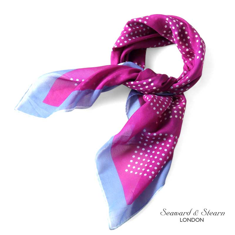 Seaward ＆ Stearn / シーワード＆スターン｜コットンシルクスクエアドット柄プリントスカーフ｜（ワイ..