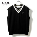 【50%OFF】A.P.C. GOLF / アーペーセー ゴルフ|背面刺繍入りレーヨンポリエステルチルデンニットベスト(CUS4442)|(ブラック×ホワイト×...