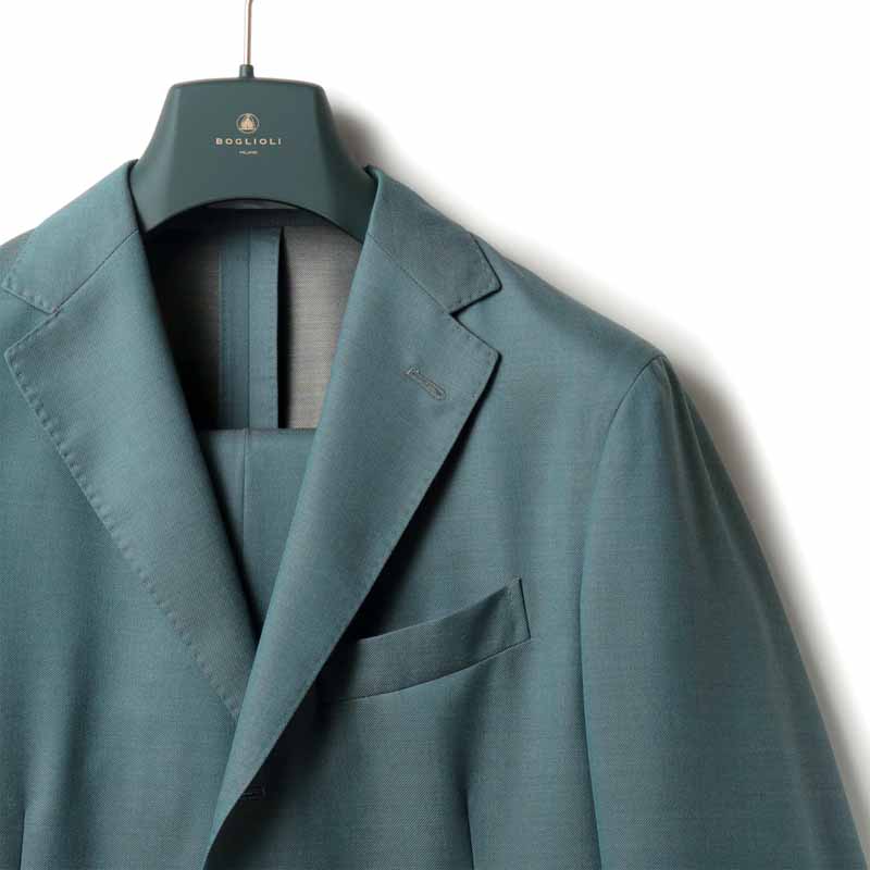 【50%OFF】BOGLIOLI / ボリオリ｜ウールダイアゴナルソラーロ3Bスーツ(DOVER)｜（ブルーグリーン）｜ 春夏 ドーヴァー スーツ ビジネス メンズ イタリア アウトレット
