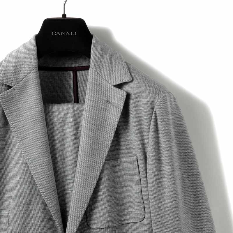 【40%OFF】CANALI / カナーリ｜高機能シルケットウールジャージー2Bスーツ(JR02706/J0147A)｜（メランジライトグレー）｜ 春夏 セットアップ ジャージースーツ ジャージージャケット ジョガーパンツ メンズ イタリア アウトレット