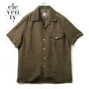 【40%OFF】eleventy / イレブンティ|ガーメントダイリネンポプリン半袖オープンカラーシャツ(I75CAMI15)|(ブラウン)| 春夏 半袖シャツ 開襟シャツ 麻 製品染め メンズ イタリア アウトレット
