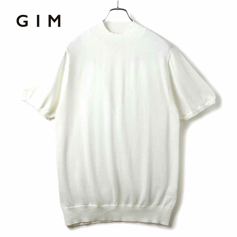 GIM / ジム｜アメリカンシーアイランドコットン14G半袖モックネックニット｜（オフホワイト）｜ 