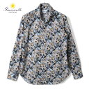 Giannetto / ジャンネット|カモフラ調プリントコットンポプリンホリゾンタルカラーシャツ(A6040L/88/03)|(ブルー基調)| 春夏 長袖シャツ カジュアルシャツ カッタウェイカラーシャツ コットン メンズ イタリア アウトレット(4)