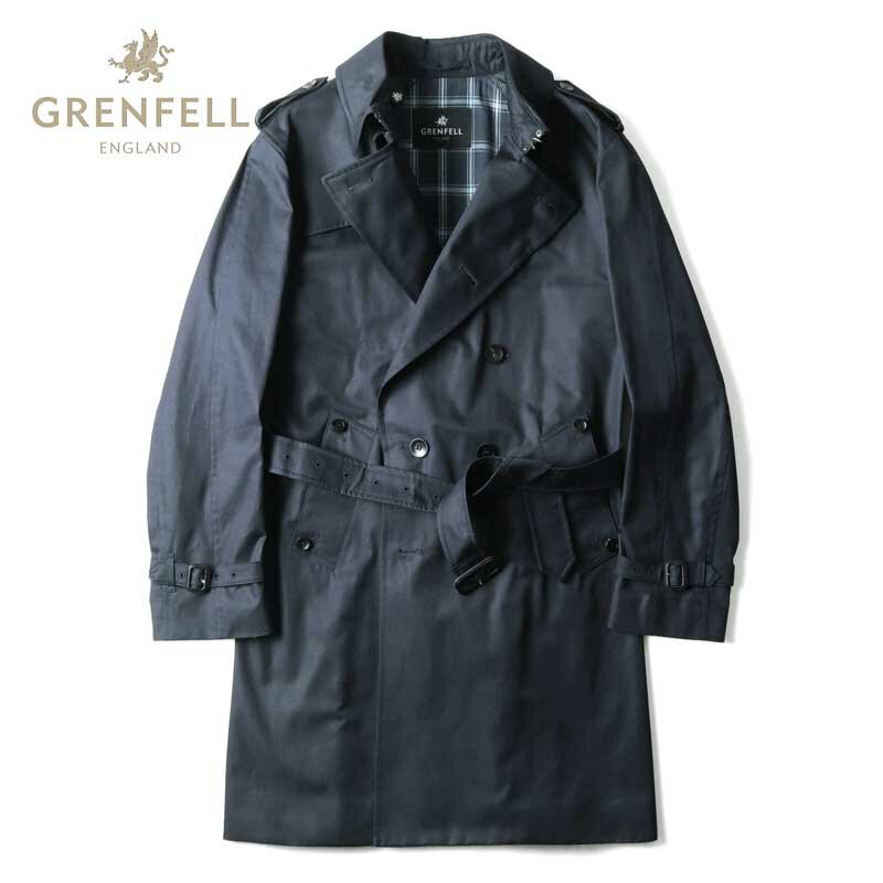 【15%OFF】GRENFELL / グレンフェル|コットンギャバジングレンフェルクロストレンチコート(KENSINGTON 2)|(ネイビー)| 3シーズン ...