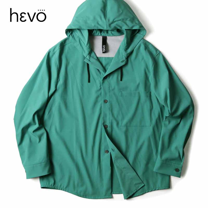 HEVO / イーヴォ｜撥水ポリエステルウールストレッチリップストップフーデッドシャツジャケット(PESCOL..