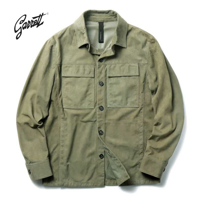 GARRETT / ギャレット｜スエードレザーシャツジャケット(1664/b CAMOSCIO REVESE)｜（モスグリーン）｜..