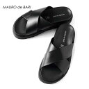 【30%OFF】MAURO de BARI / マウロデバーリ|ナッパレザークロスストラップサンダル(1730 NAPPA)|(アッパー:ブラック ソール:ブラック)| 春夏 レザーサンダル シューズ 靴 牛革 メンズ イタリア アウトレット