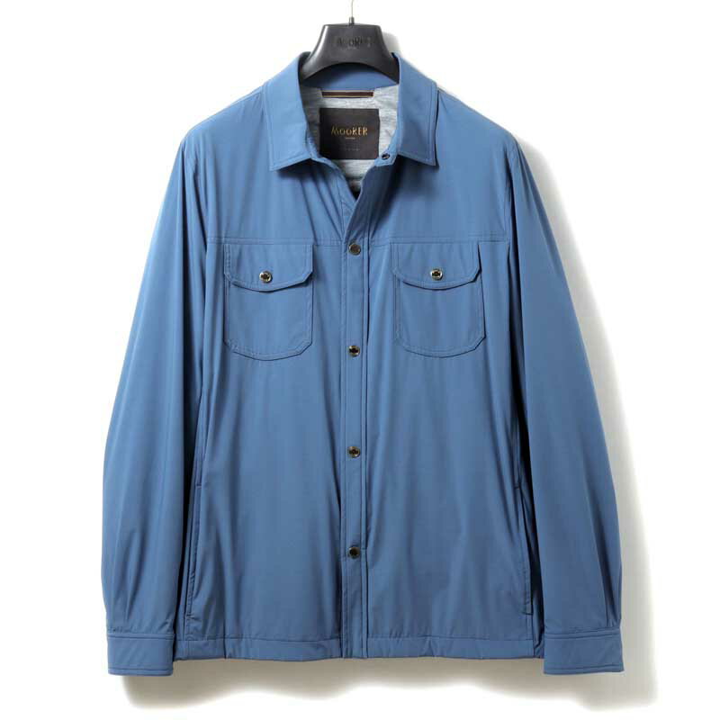 【50%OFF】MOORER / ムーレー｜撥水ナイロンストレッチシャツジャケット(ATLAS-KN)｜（INDIGO）｜ 春夏 スプリングアウター シャツジャケット ACQUA アトラス メンズ イタリア アウトレット