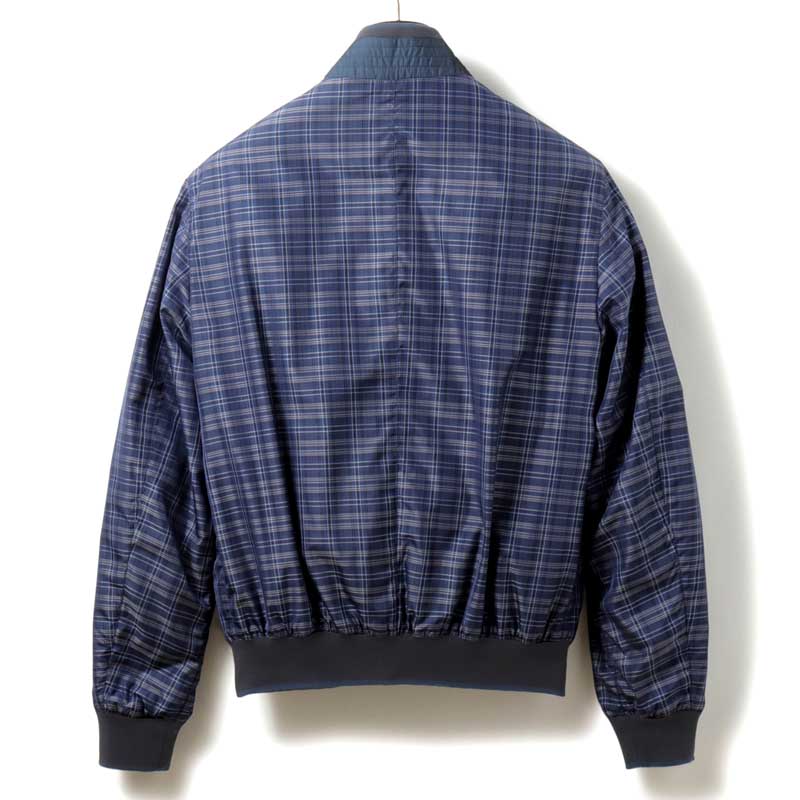 【50%OFF】MOORER / ムーレー｜リバーシブルデザインチェック柄撥水ポリエステルスタンドカラージップブルゾン(AXTEN-MIC)｜（INDIGO/DENIM）｜ 春夏 ボンバージャケット MA-1 ACQUA アクステン メンズ イタリア アウトレット