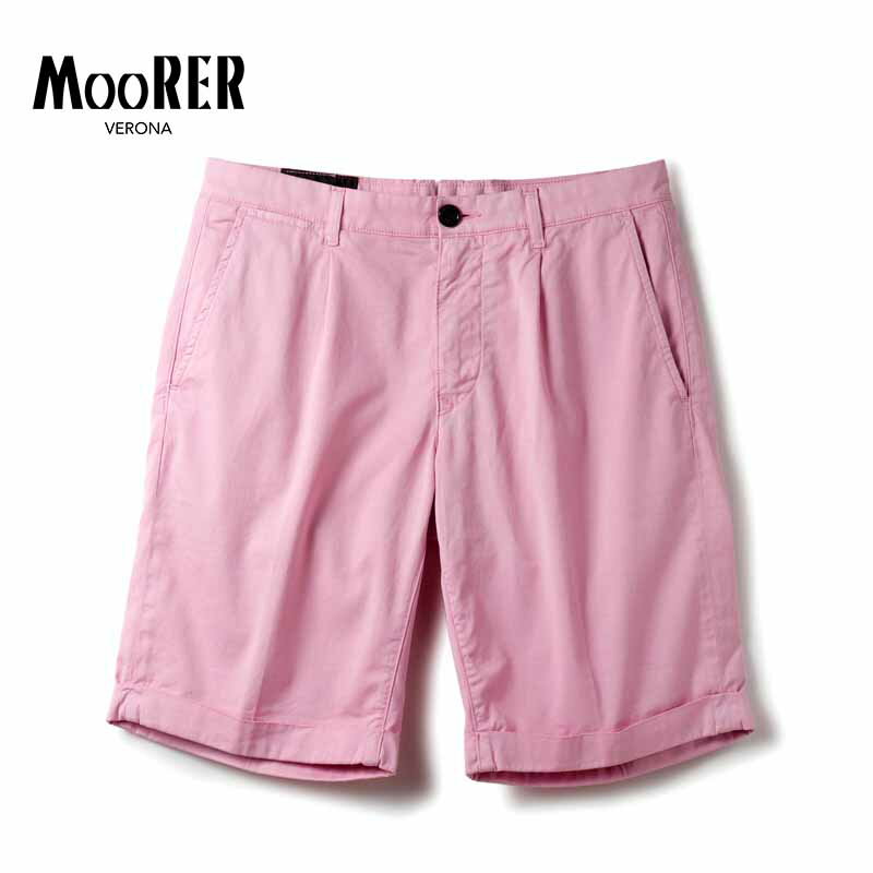 楽天WISE MAN’S STORE 楽天市場店【40％OFF】MOORER / ムーレー｜コットンシルクストレッチ1プリーツショーツ（ALICUDI-SEC）｜（CORALLO）｜ 春夏 バミューダパンツ ハーフパンツ ショートパンツ ロールアップ 短パン メンズ イタリア アウトレット