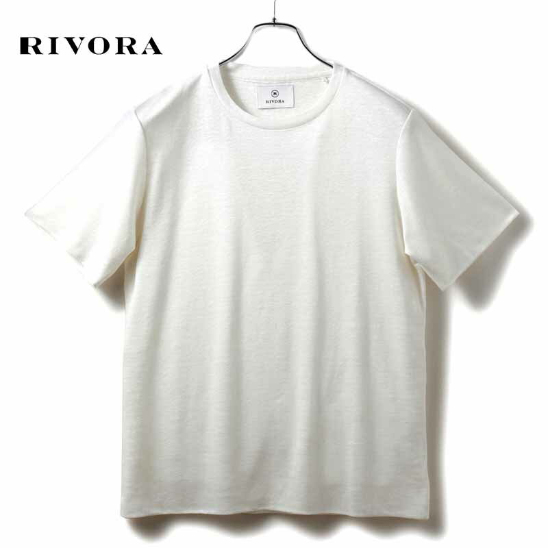 【30%OFF】RIVORA / リヴォラ|ヴィンテージリネンレイヤード半袖クルーネックTシャツ(R21-MUT001)|(ホワイト)| 春夏 カットソー ティーシャツ 二重仕立て 麻 メンズ 日本製 アウトレット