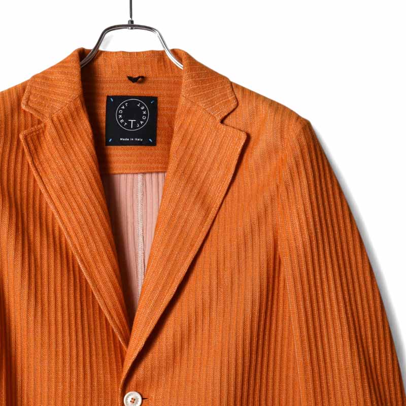 T-JACKET / ティージャケット｜リブ編みコットンミドルゲージ2Bニットジャケット(51G419S)｜（オレンジ）｜ 春夏 T-ジャケット TONELLO トネッロ テーラードジャケット シャツジャケット カーディガン メンズ イタリア アウトレット