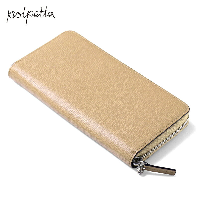 POLPETTA / ポルペッタ｜グレインレザーラウンドジップロングウォレット(PF-001)｜（ベージュ）｜ 革財布 長財布 ラウンドファスナー ギフト ユニセックス アウトレット