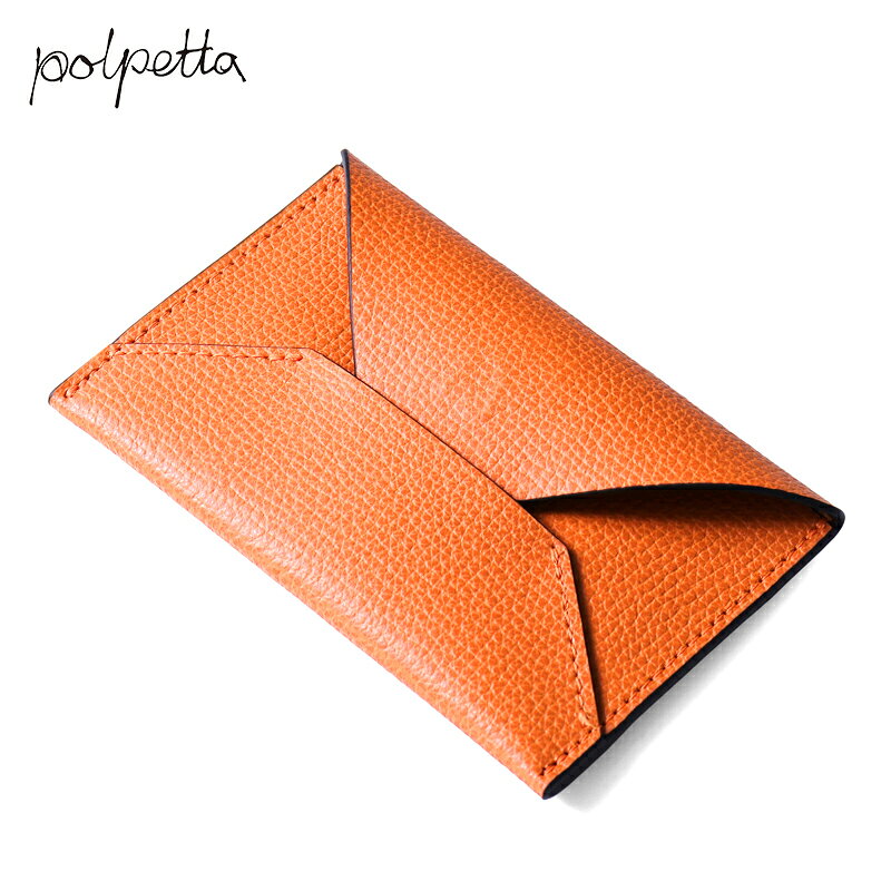 POLPETTA / ポルペッタ｜グレインレザーカードケース(PORTA CARTA)｜（オレンジ）...