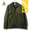 GUY ROVER / ギローバー|ストライプ柄ウールアクリルポリエステルフランネルジャージーCPOシャツジャケット(3750GR307)|(オリーブ×ライトグレー)| 秋冬 シャツアウター カバーオール メンズ イタリア アウトレット