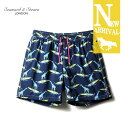 Seaward & Stearn / シーワード&スターン|サーフィンジラフ柄プリントナイロンスイムショーツ|(ネイビー基調)| 【ネコポス対応】/春夏 Seaward&Stearn 水着 スイムウェア ビーチウェア ビーチショーツ ボードショーツ メンズ イギリス アウトレット