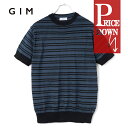 GIM / ジム|オーガニックリネン12Gボーダー柄半袖クルーネックニット|(インディゴ×ブラック)| 春夏 麻 セーター サマーニット ニットソー 半袖ニット ニットT メンズ 日本製 アウトレット