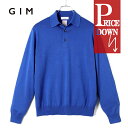 GIM / ジム|シーアイランドコットン18G長袖ニットポロシャツ|(ブルー)| 春夏 海島綿 コットンニット セーター ハイゲージニット サマーニット メンズ 日本製 アウトレット