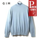 GIM / ジム|アメリカンシーアイランドコットン14G長袖モックネックニット|(サックスブルー)| 春夏 海島綿 ハイネック コットンニット セーター ハイゲージニット サマーニット メンズ 日本製 アウトレット