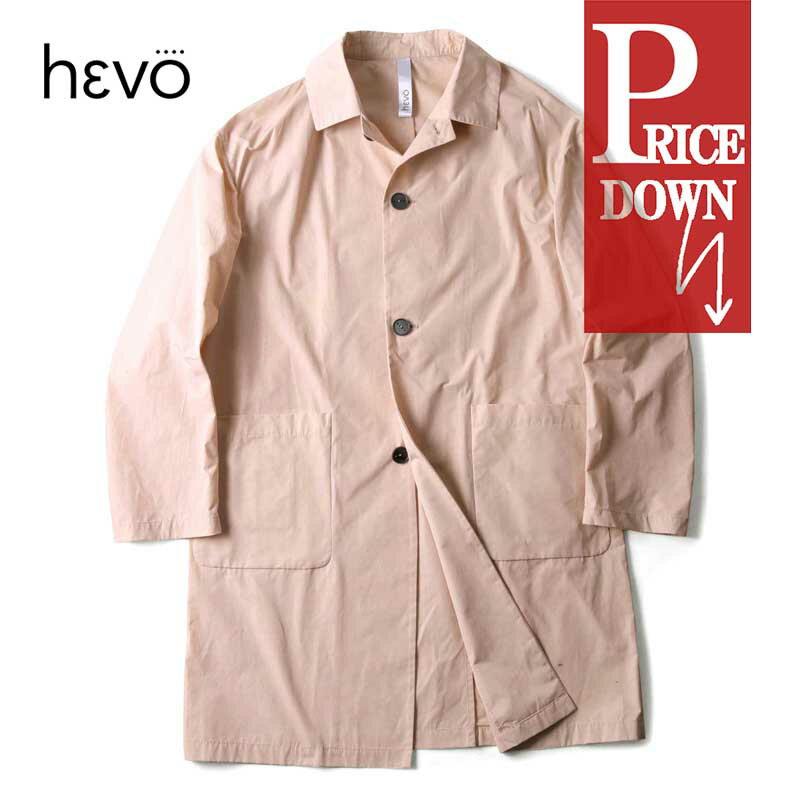 HEVO / イーヴォ|軽量ポリエステルコットングログランバルカラーコート(CAVALLINO)|(ソフトピンク)| 春夏 アウター ステンカラーコート スプリングコート メンズ イタリア アウトレット