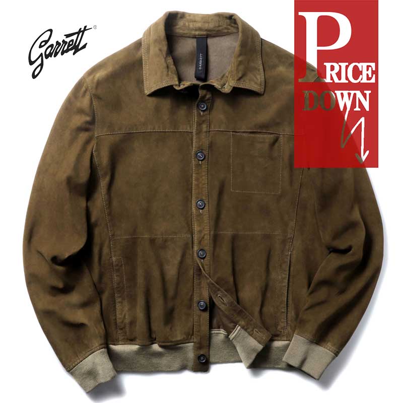 GARRETT / ギャレット|スエードレザーブルゾン(1763 CAMOSCIO)|(ヴィンテージブラウン)| 春夏 ガレット レザージャケット 革ジャン 本革 羊革 スウェードレザー メンズ イタリア アウトレット