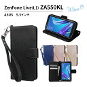 wisers ストラップ2種付 スマホケース ZenFone Live (L1) ZA550KL 専用 ASUS 5.5 インチ 2018 2019 年 新型 スマートフォン スマホ ケース カバー 手帳型 全4色 ブラック ダークブルー ローズゴールド ゴールド