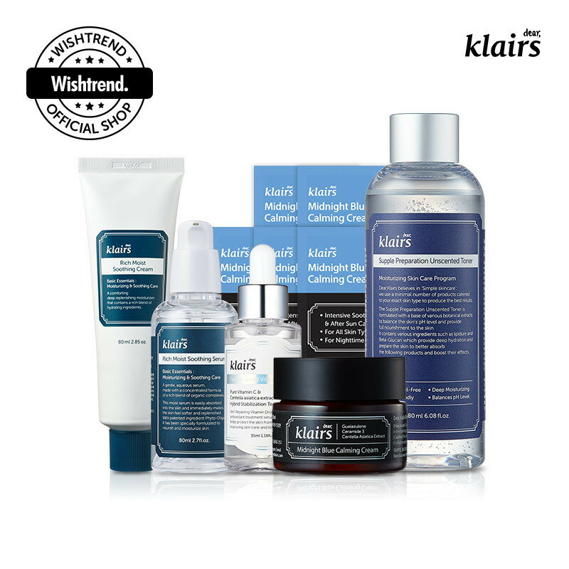 【クレアス】アングリースキンカーミングパッケージ（アンセンテッドトナーver）ースペシャルWishtrendセット｜韓国コスメ・クレアストナー・クレアス美容液・クレアスクリーム・クレアスビタミンドロップ・スキンケアキット｜[dear,klairs] Angry Skin Calming Packageのサムネイル