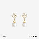 パールピアス ダイヤモンド あこや真珠 K18 18金 揺れる ゴールド イエローゴールド WISP ウィスプ ギフト プレゼント 誕生日 記念日 ご褒美 女性 上品 クロスモチーフ