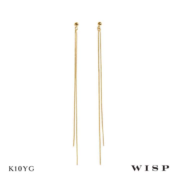 チェーンピアス 垂れ下がり 揺れる ロングピアス K10 10金 イエローゴールド YG シンプル 石なし 誕生日 記念日 ご褒美 フォーマル ギフト プレゼント ベネチアンチェーン 上品 日本製 大人 WISP ウィスプ ジュエリー
