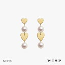 ハートピアス あこや真珠 K10 10金 揺れる 垂れ下がり イエローゴールド スタッドピアス YG 誕生日 記念日 ご褒美 フォーマル ギフト プレゼント 上品 日本製 大人 WISP ウィスプ ジュエリー