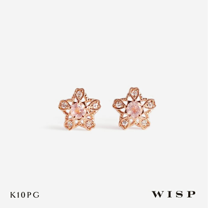 桜ピアスローズクォーツK1010金...