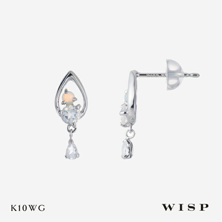 オパールピアスムーンストーンホワイ...