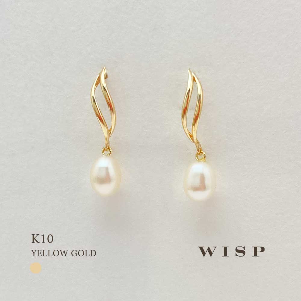 ピアス パール タンスイパール ゴールド K10YG 揺れる WISP ウィスプ ジュエリー アクセサリー ギフト プチプラピアス デイリーピアス 淡水パール