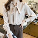 トップス シャツ 長袖 リボンタイ ストレート シフォン かわいい 大人可愛い きれいめ シンプル 大人 上品 おしゃれ 春 秋 オールシーズン シーズンレス10代 20代 30代 レディース オフィス ビジネス OL 通勤 こなれ感 送料無料 個性的 トップス モテ ファッション コーデ(4)